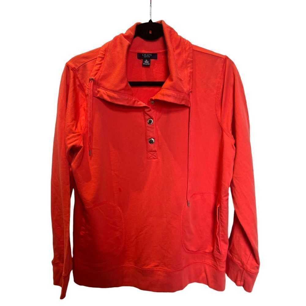 Chaps Women's Vintage Sweatshirt Pullover Cotton Coral Size XL